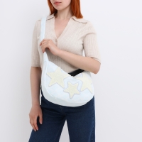 Сумка молодёжная на молнии, цвет голубой