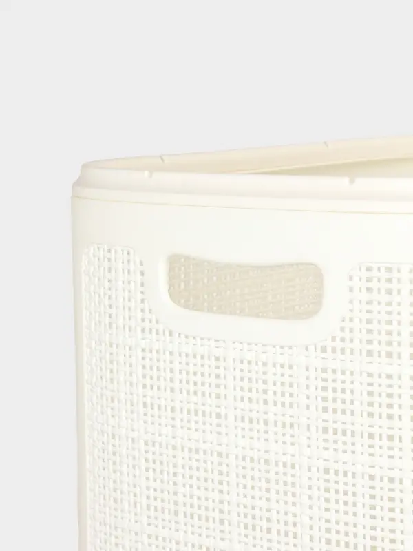 Плетёная корзина для белья с крышкой "Лён" 100л 43&times;32&times;80см, цвет белый