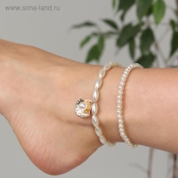 Браслет на ногу Queen Fair &laquo;Жемчужина&raquo; на ракушке, набор, цвет золото, d=6,5 см