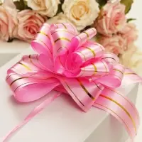 Бант - шар №5 &laquo;Золотые полосы&raquo;, розовый