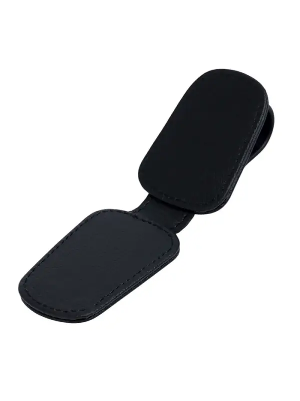 Держатель для очков автомобильный, кожаный, черный