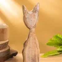 Сувенир интерьерный "Кошачья семья" (набор 3 шт: 30,25 и 20 см) дерево, цв. белый