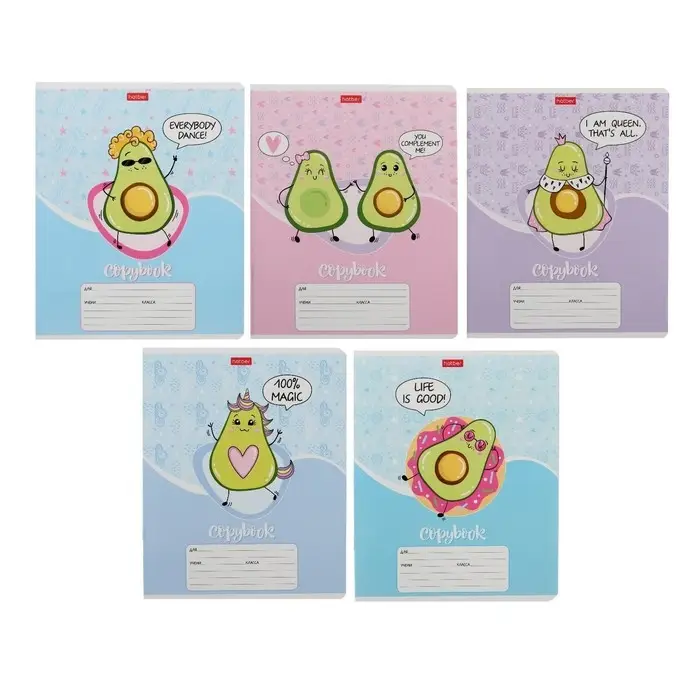 Тетрадь 12 листов в линейку &laquo;Веселые Авокадо&raquo;, обложка мелованный картон, блок офсет, МИКС