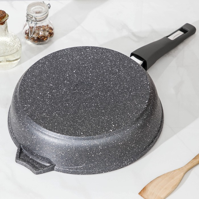 Сковорода &laquo;Гранит&raquo;, d=28 см, съёмная ручка, антипригарное покрытие, цвет серый