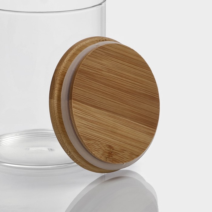 Банка стеклянная для хранения сыпучих продуктов &laquo;Эко&raquo;, 700 мл, 10&times;12,5 см, с бамбуковой крышкой