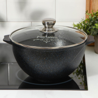 Казан &laquo;Гранит Stаr&raquo;, 5 л, стеклянная крышка, литые ручки, антипригарное покрытие, цвет серый