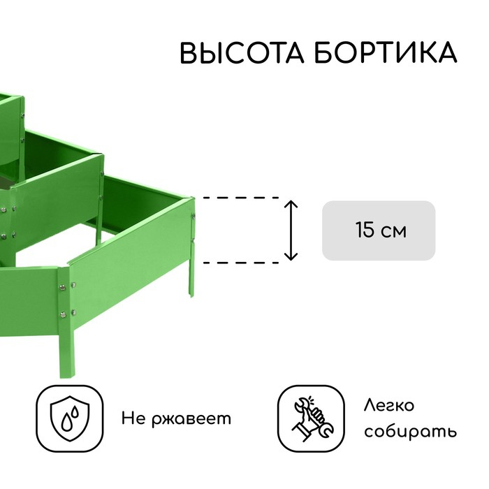 Клумба оцинкованная, 3 яруса, d = 60&ndash;100&ndash;140 см, h = 45 см, зелёная, Greengo
