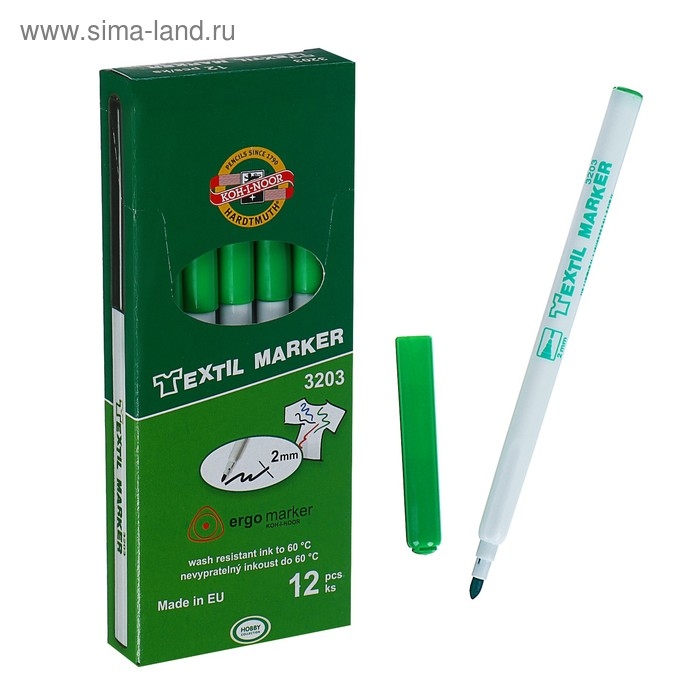 Маркер для ткани 2.0 мм Koh-I-Noor 3203/25, длина письма 500 м, зеленый