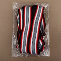 Тесьма трикотажная лампас 40 мм, 9 &plusmn; 0,5 м, цвет чёрный/красный/серый