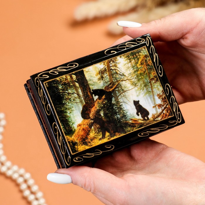 Шкатулка &laquo;Мишки&raquo;, 7,5&times;10 см, лаковая миниатюра