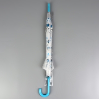 Зонт - трость полуавтоматический &laquo;Единороги&raquo;, 8 спиц, R = 45/54 см, D = 108 см, цвет прозрачный/белый/голубой