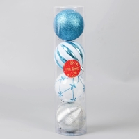 Набор шаров пластик d-8 см, 4 шт "Агнет" узоры, микс