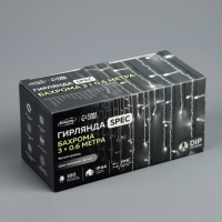 Гирлянда &laquo;Бахрома&raquo; 3 &times; 0.6 м, IP44, УМС, белая нить, 160 LED, свечение белое, мерцание белым, 220 В