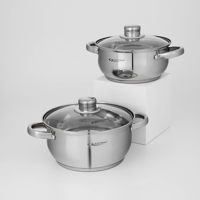 Набор кастрюль &laquo;Гретта&raquo;, 2 предмета: 2,2 л; 3,2 л, капсульное дно, индукция