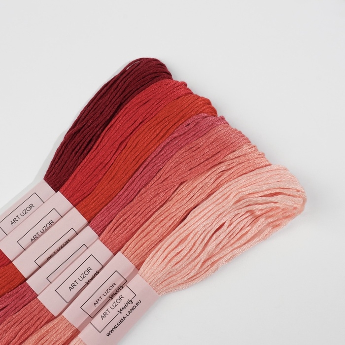 Набор ниток мулине, 8 &plusmn; 1 м, 7 шт, цвет красный спектр