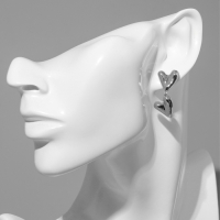 Серьги металл &laquo;Сердца&raquo; соединение, цвет серебро