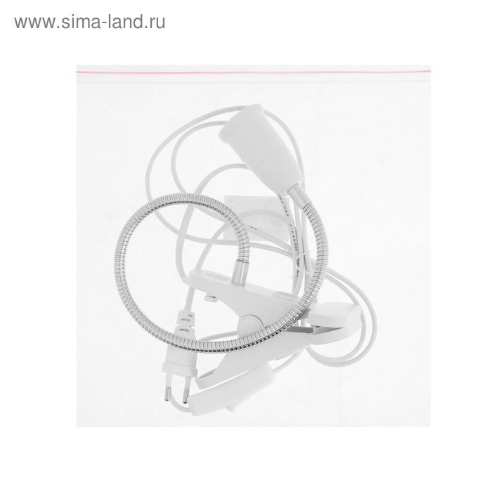 Патрон на гибкой ножке под лампу E27, 40 см, с выкл., белый, 220В