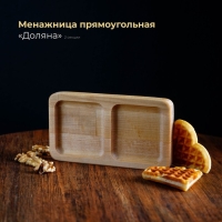 Менажница деревянная прямоугольная Доляна, 18&times;10 см, 2 секции, берёза, пропитана маслом