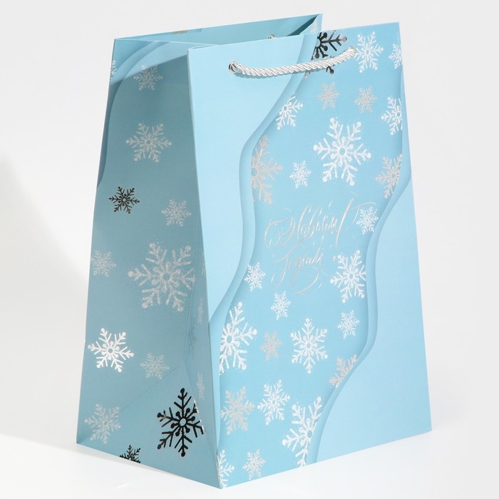 Пакет подарочный новогодний ламинированный &laquo;Лёд&raquo;, 21 х 30 х 15 см, Новый год