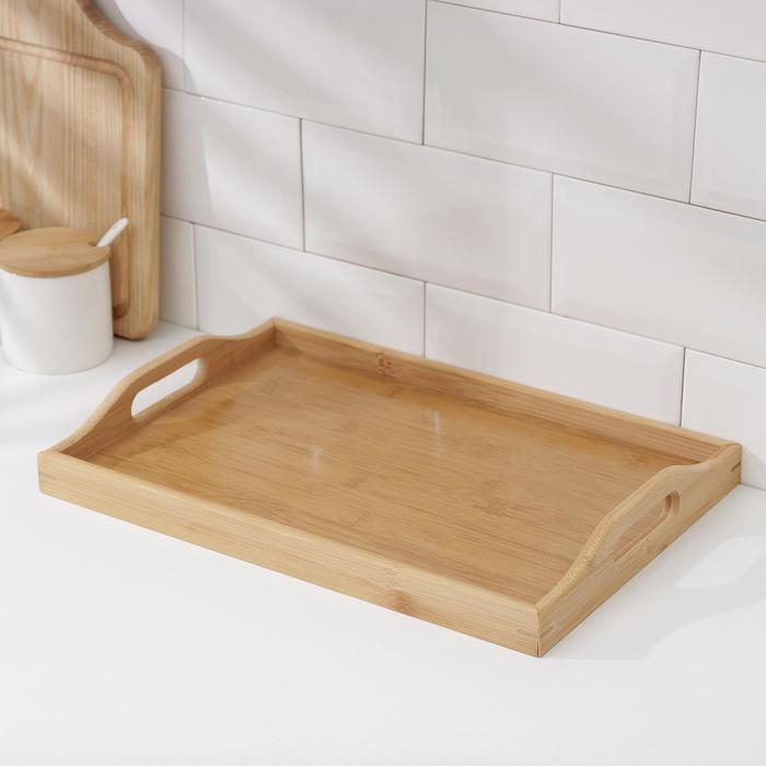 Поднос с ручками Доляна Striata, 37,5&times;26&times;5 см, бамбук
