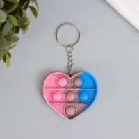 Брелок резина антистресс (бесконечная пупырка) "Сердце разноцветное" МИКС 5х5,7х1,3 см