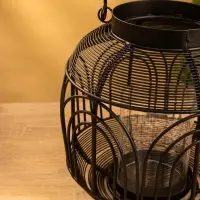 Подсвечник фонарь со стеклянной колбой 19х19х19,5 см, d 8,5 см, металл, цв. Чёрный