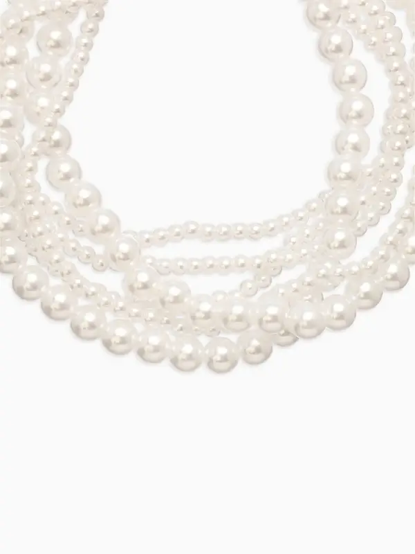 Обвес на штаны "Бусины жемчужные", цвет белый в серебре 25+удл