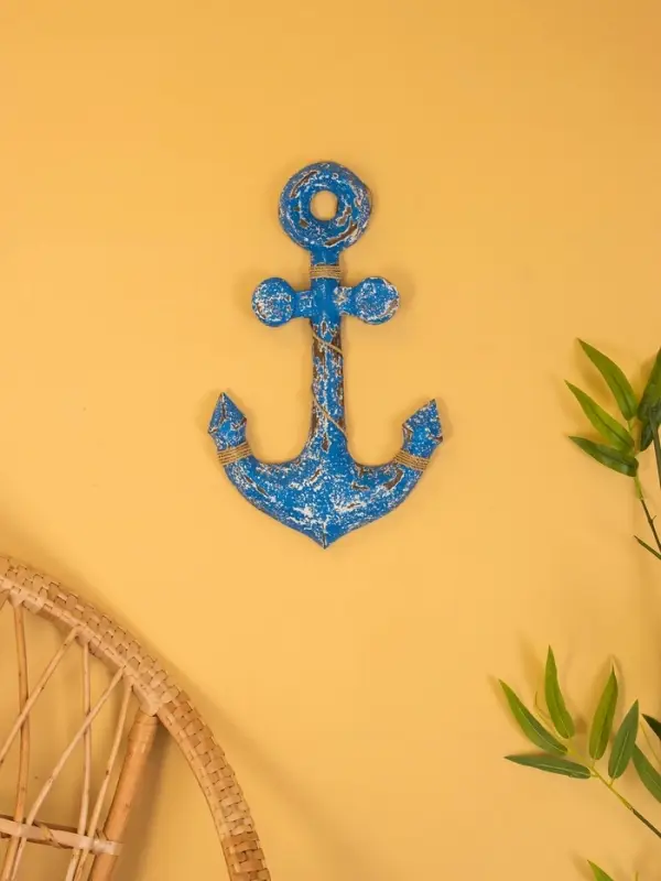 Декор интерьерный "Якорь" дерево 23х2х40 см, цв. ярко-синий