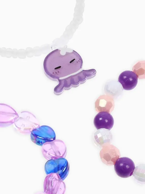 Браслет детский &laquo;Выбражулька&raquo;, 3 шт. набор, осьминог, бусины, сиреневый