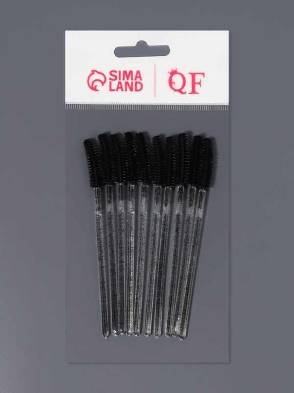 Щёточки для бровей и ресниц, силиконовые, набор - 10 шт, 10,5 см, цвет чёрный/прозрачный