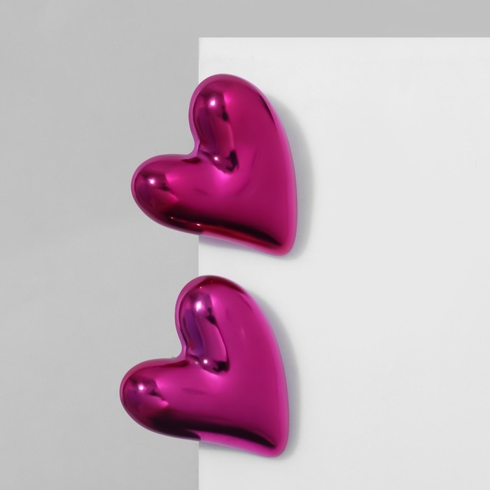 Серьги металл &laquo;Сердце&raquo; с изгибом, цвет розовый