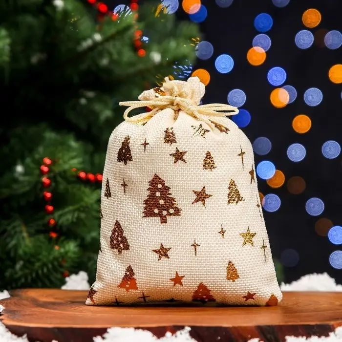 Мешочек подарочный новогодний из холщи &laquo;Елочки&raquo;, 13&times;18 см