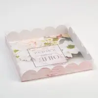 Коробка для печенья, кондитерская упаковка с пластиковой крышкой, &laquo;Радуйся новому дню&raquo;, 18 х 18 х 3 см