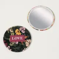 Зеркало карманное LOVE, d=7 см, тёмно-зелёное