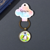 Брелок стекло, металл "Круг. Олуша" d=3 см