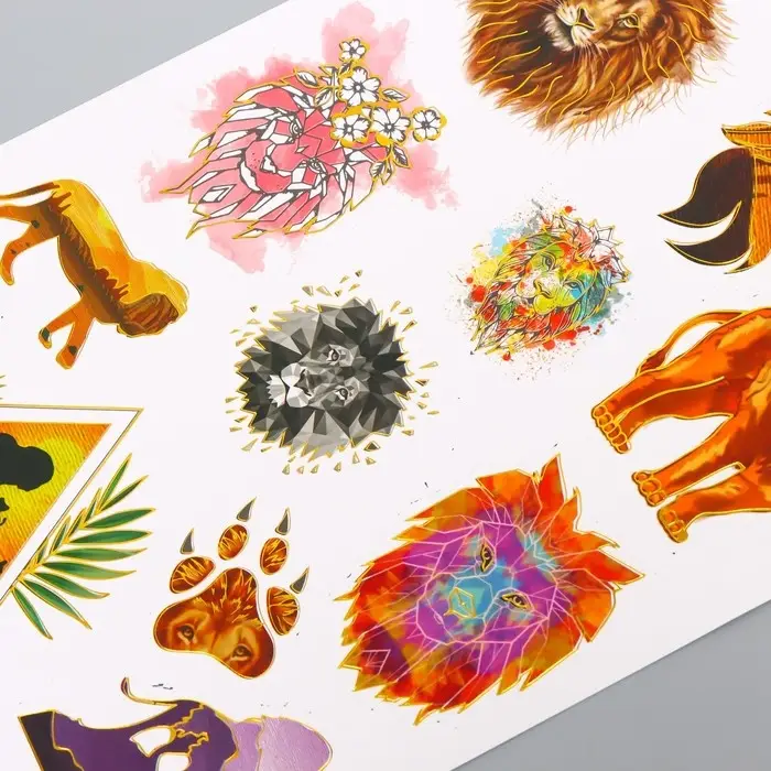 Наклейки бумага "Лев" набор 2 листа 20х15 см