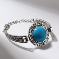 Браслет ассорти &laquo;Бирюзовый мир&raquo; круг, цвет голубой в серебре, L=19 см