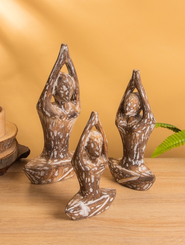 Набор сувенирный "Медитация" дерево, h - 30,25 и 20 см, цв. коричневый