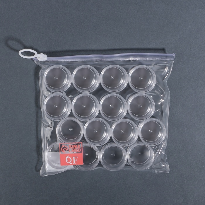 Баночки для хранения, 16 шт, d = 3,5 &times; 2, 10 г, в чехле, цвет прозрачный