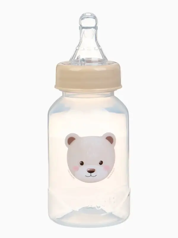 Новогодняя бутылочка для кормления &laquo;Bear&raquo; 150 мл, цилиндр, бежевый Mum&Baby