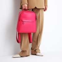 Рюкзак женский из искусственной кожи на молнии, 2 кармана, цвет фуксия