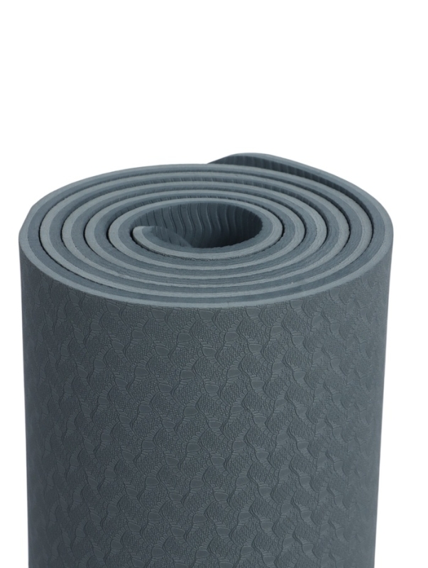 Коврик для фитнеса и йоги ONLYTOP, 183x61x 0,8 см, цвет графитовый/темно-серый