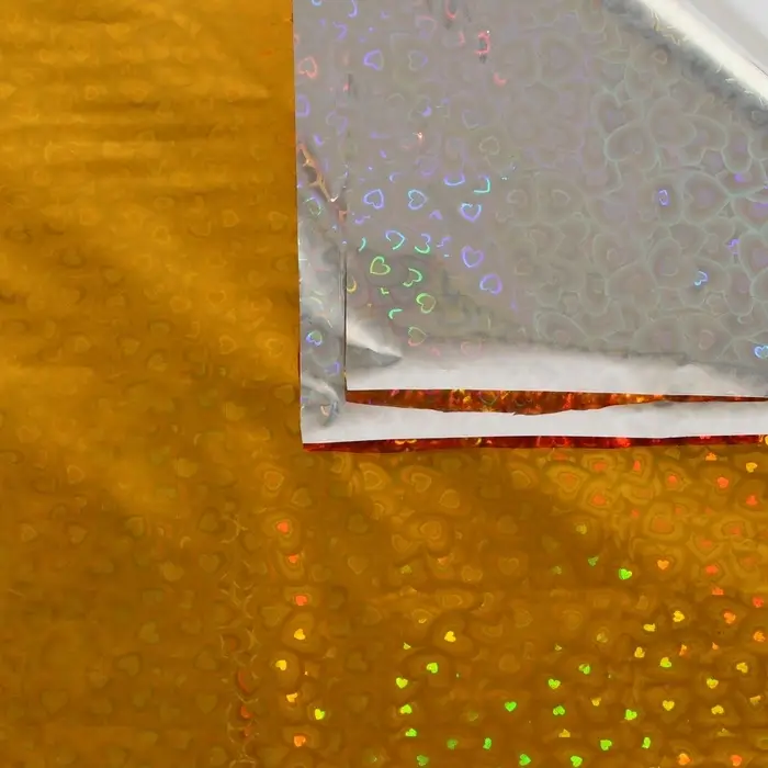 Пленка голографическая, &laquo;Сердечки&raquo;, золотая, 70 см &times; 1 м