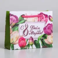 Пакет подарочный ламинированный, упаковка, &laquo;С днём 8 марта&raquo;, S 12 х 15 х 5.5 см