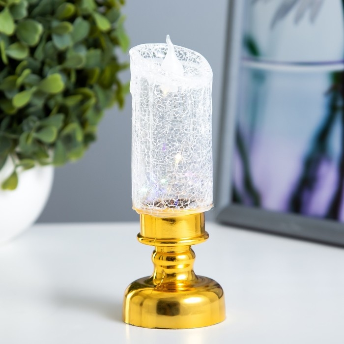 Ночник "Ледянная свеча" LED 1Вт от батареек 3хLR44 золото 4,5х4,5х12 см RISALUX