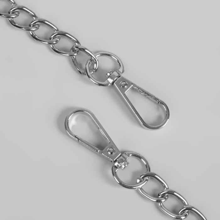 Ручка для сумки, с цепочками и карабинами, 120 &times; 1,8 см, цвет чёрный