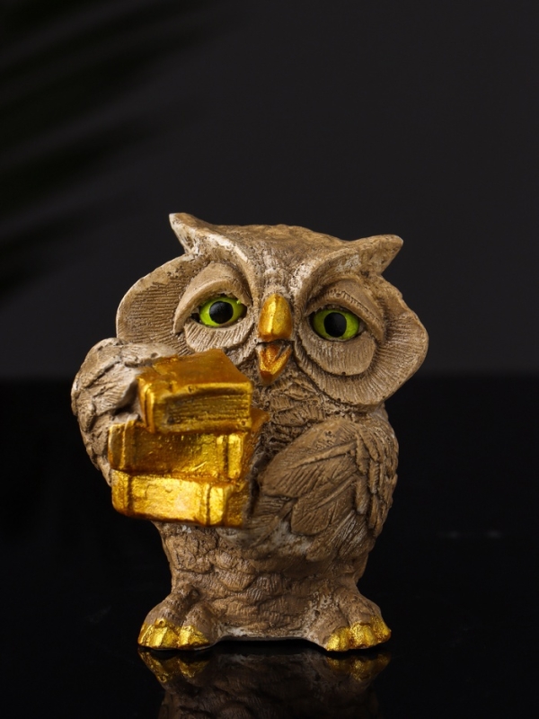 Фигура "Сова ученая" 8х9х7 см, бежевый