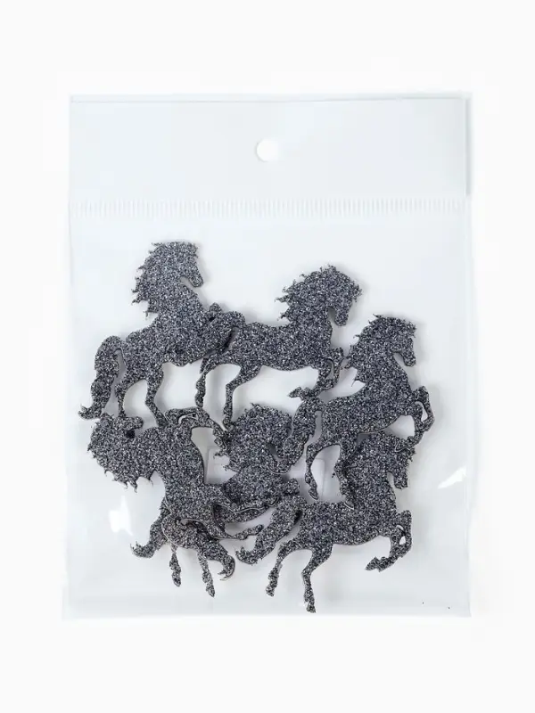 Декор "Лошадки" на клеевой основе, цвет графит, набор 6 шт.