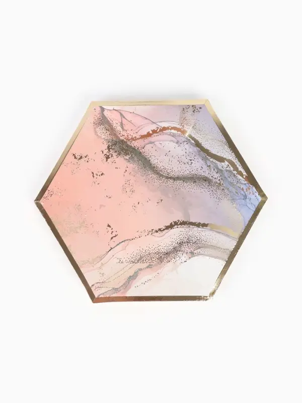 Набор посуды для праздника на 20 персон, мрамор розовый (тарелки 23 см, стакан 250 мл)