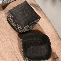 Корзинка плетеная "Бонтанг" бамбук 16х16х12 см, тёмная